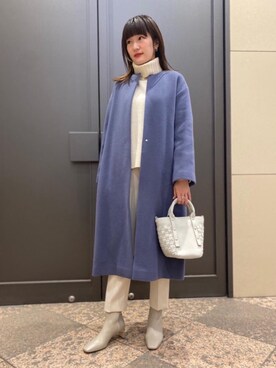 「カラーコート」｜「アイテム（アクセサリー）」を使った、minako.tさん（レディース・167cm）の秋コーディネート
