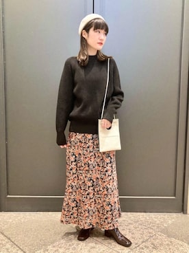「RECOMMEND  ITEM STYLING」｜「アイテム（ハンチング/ベレー帽）」を使った、minako.tさん（レディース・167cm）の冬コーディネート