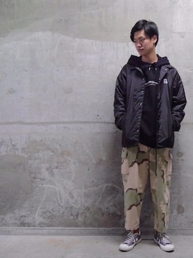 「OBEY」｜「アイテム（パーカー）」を使った、Chikuma Isogaiさん（メンズ・178cm）の冬コーディネート