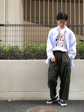 「STARTER BLACK LABEL（スターターブラックレーベル）のアイテム（Tシャツ/カットソー）」を使った、Chikuma Isogaiさん（メンズ・178cm）の春コーディネート