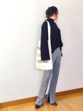 「TODAYFUL（トゥデイフル）のVintageトートバッグ（トートバッグ）」を使った、𝑠𝑢𝑧𝑢さん（レディース・158cm）の冬コーディネート