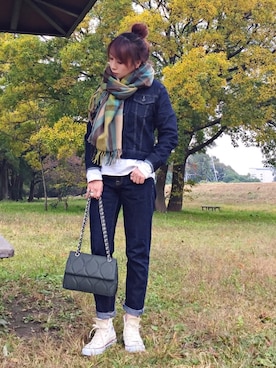 「LA ROCCA（ラロッカ）のアイテム（バッグ）」を使った、𝑠𝑢𝑧𝑢さん（レディース・158cm）の秋コーディネート