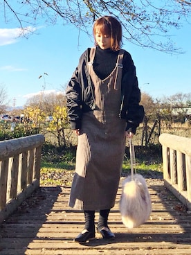 「バブーシュ」｜「アイテム（ブルゾン）」を使った、𝑠𝑢𝑧𝑢さん（レディース・158cm）の冬コーディネート