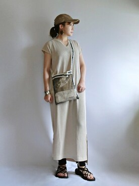 「CANAL JEAN（キャナルジーン）のPt(ピーティー) ワイドリング（リング）」を使った、𝑠𝑢𝑧𝑢さん（レディース・158cm）の夏コーディネート