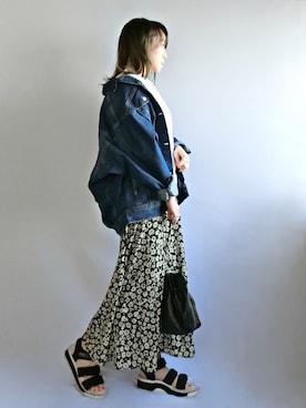 「GRL（グレイル）のアイテム（デニムジャケット）」を使った、𝑠𝑢𝑧𝑢さん（レディース・158cm）の春コーディネート