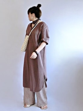 「ビーズバッグ」｜「アイテム（財布/小物）」を使った、𝑠𝑢𝑧𝑢さん（レディース・158cm）の夏コーディネート