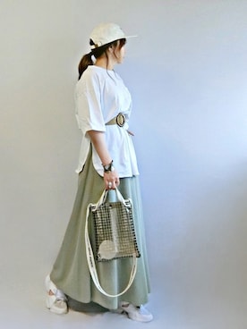 「Factor=（ファクターイコール）のアイテム（帽子）」を使った、𝑠𝑢𝑧𝑢さん（レディース・158cm）の夏コーディネート