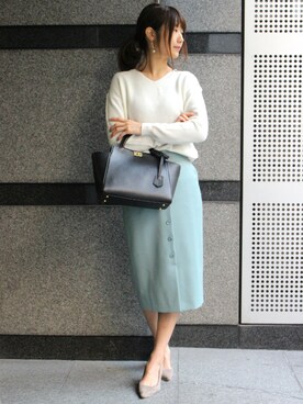 「AmiAmi（アミアミ）の【雑誌steady.5月号掲載商品】走れる7cmヒールパンプス/生地巻きヒール/春夏Ver.（パンプス）」を使った、ikuさん（レディース・160cm）の冬コーディネート