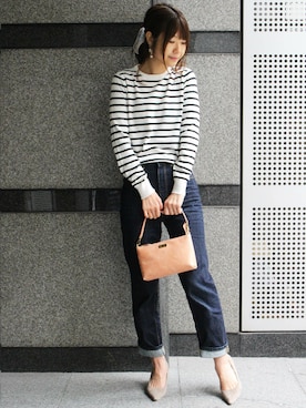 「AmiAmi（アミアミ）の【雑誌steady.5月号掲載商品】走れる7cmヒールパンプス/生地巻きヒール/春夏Ver.（パンプス）」を使った、ikuさん（レディース・160cm）の冬コーディネート