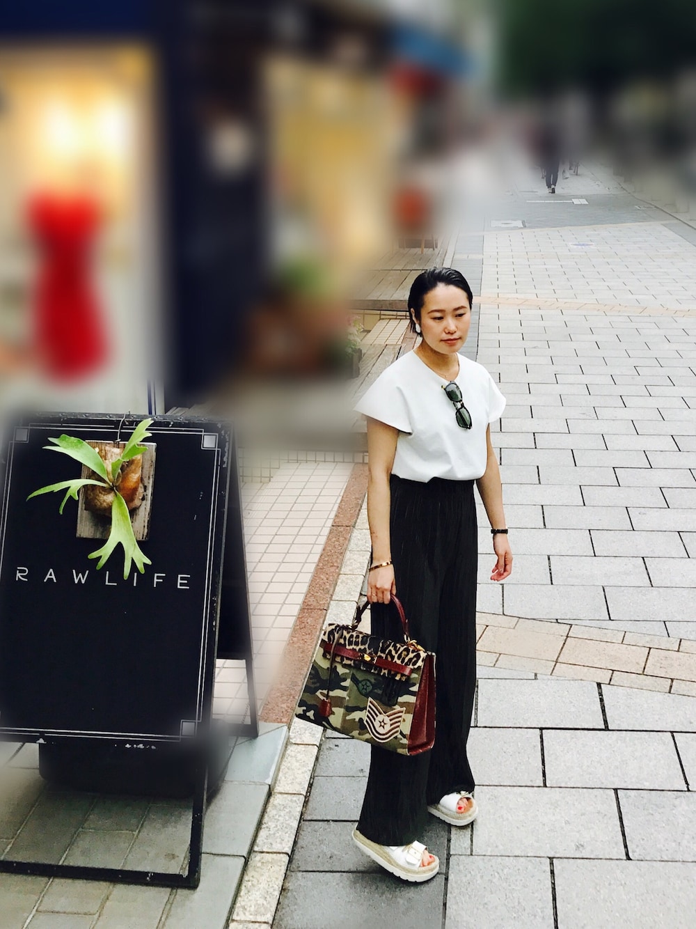 「夏コーデ、ラクチンコーデ、シンプル、サンダル、ラフ、大人カジュアル、きれいめカジュアル、ootd、RAWLIFE、verynerd」｜「VERYNERDの【VERYNERD】GINZA（サングラス、その他）」を使った、chieさん（レディース・147cm）の夏コーディネートの1枚目の写真