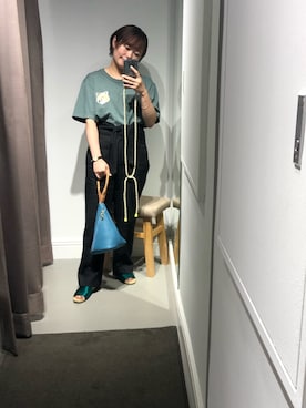 「Magnu（マヌー）のMagnu/マヌー/Tee Pee pouch（ハンドバッグ）」を使った、chieさん（レディース・147cm）の夏コーディネート