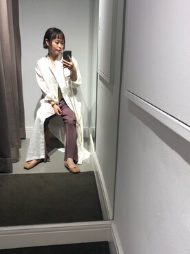 「ROBES&CONFECTIONS（ローブスコンフェクションズ）のRobes&Confections/ローブス&コンフェクションズ/French Linen Slit Caftan/フレンチリネンスリットカフタン/CRC-D02-303（シャツワンピース）」を使った、chieさん（レディース・147cm）の夏コーディネート