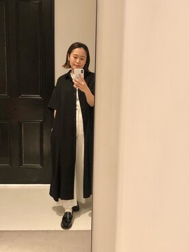 「ROBES&CONFECTIONS（ローブスコンフェクションズ）のアイテム（シャツワンピース）」を使った、chieさん（レディース・146cm）の春コーディネート