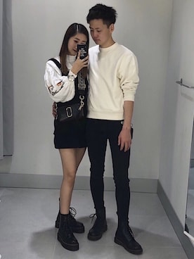 「カップル」｜「アイテム（オールインワン・サロペット）」を使った、ayaneさん（レディース・160cm）の春コーディネート