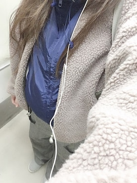 「カフェ」｜「アイテム（オールインワン・サロペット）」を使った、かとーさん（レディース・160cm）の冬コーディネート