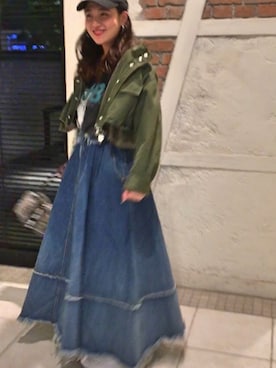 「フリンジデニム」｜「アイテム（その他アウター）」を使った、sakuraさん（レディース・163cm）の秋コーディネート