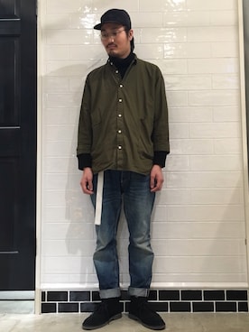 「clarks」｜「アイテム（キャップ）」を使った、rehacerさん（メンズ・174cm）の冬コーディネート