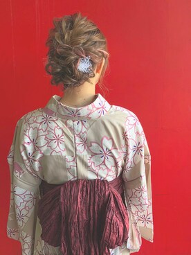 「ゆかたヘアアレンジ」｜Mio さん（レディース・165cm）の夏コーディネート