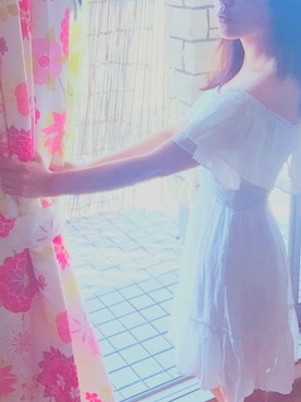 「Hollister（ホリスター）のアイテム（ワンピース/ドレス、ホワイト系）」を使った、LaLaさん（レディース・158cm）の夏コーディネート