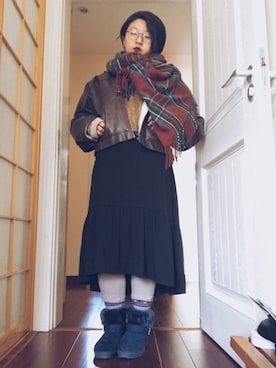 「SPINNS（スピンズ）のアイテム（マフラー）」を使った、菲さん（レディース・158cm）の冬コーディネート