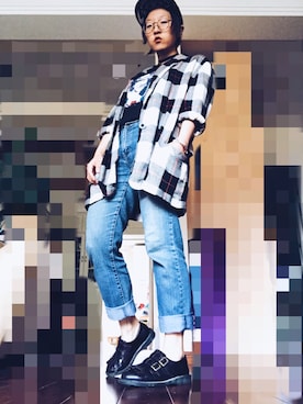 「アイテム（モカシン/デッキシューズ、レッド系）」を使った、菲さん（レディース・158cm）の秋コーディネート