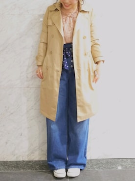 「アイテム（トレンチコート、イエロー系）」を使った、ol_izmm_さん（レディース・152cm）の春コーディネート