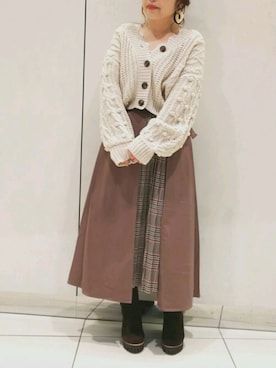 「ケーブルニット」｜「アイテム（ブーツ）」を使った、ol_izmm_さん（レディース・152cm）の秋コーディネート