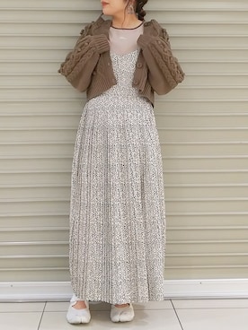 「アイテム（カーディガン/ボレロ、ブラウン系）」を使った、ol_izmm_さん（レディース・152cm）の秋コーディネート