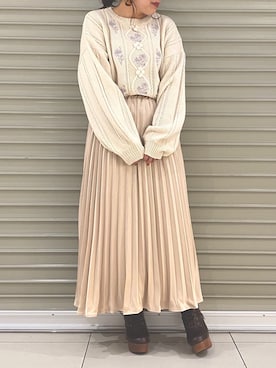 「ケーブルニット」｜「アイテム（ブーツ）」を使った、ol_izmm_さん（レディース・152cm）の秋コーディネート