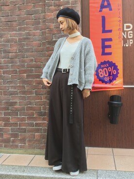 「チョーカートップス」｜「アイテム（ハンチング/ベレー帽）」を使った、かほてぃさん（レディース・162cm）の冬コーディネート
