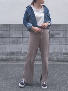 「SLOBE IENA（スローブイエナ）のアイテム（デニムジャケット）」を使った、mincoさん（レディース・165cm）の秋コーディネート