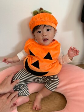 「カボチャコーデ🎃」｜HANNAさん（キッズ・90cm）の秋コーディネート