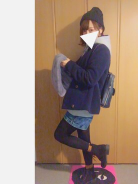 「タイツ×靴下」｜「アイテム（帽子）」を使った、えみ氏¨̮さん（レディース・158cm）の秋コーディネート