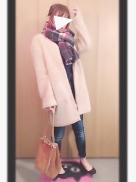 「安くお洒落に。」｜えみ氏¨̮さん（レディース・158cm）の冬コーディネート
