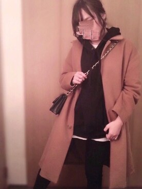 「PLAIN CLOTHING（プレーンクロージング）の【SALE!!プチプラ祭り】【14,500点突破】ダイヤ柄ステッチショルダーバッグ/ポシェット（ショルダーバッグ）」を使った、えみ氏¨̮さん（レディース・159cm）の冬コーディネート