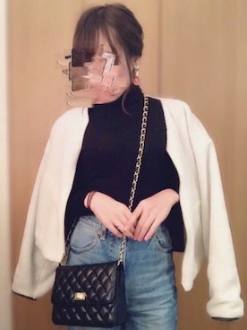 「PLAIN CLOTHING（プレーンクロージング）の【SALE!!プチプラ祭り】【14,500点突破】ダイヤ柄ステッチショルダーバッグ/ポシェット（ショルダーバッグ）」を使った、えみ氏¨̮さん（レディース・159cm）の冬コーディネート
