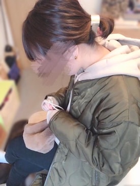 「いつもありがとうございます」｜「アイテム（その他アウター）」を使った、えみ氏¨̮さん（レディース・159cm）の冬コーディネート