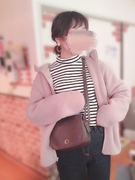 「ボアフリース」｜「アイテム（アクセサリー）」を使った、えみ氏¨̮さん（レディース・159cm）の冬コーディネート