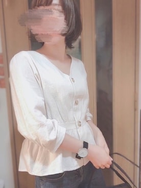 「ぺプラムトップス」｜「アイテム（腕時計）」を使った、えみ氏¨̮さん（レディース・159cm）の春コーディネート