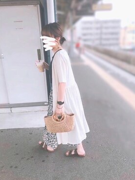 「カコバッグ」｜「アイテム（スカート）」を使った、えみ氏¨̮さん（レディース・160cm）の夏コーディネート