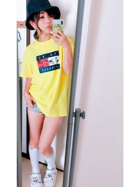 「イエローコーデ」｜「アイテム（PC・スマホグッズ/家電）」を使った、babymacoさん（レディース・148cm）の夏コーディネート
