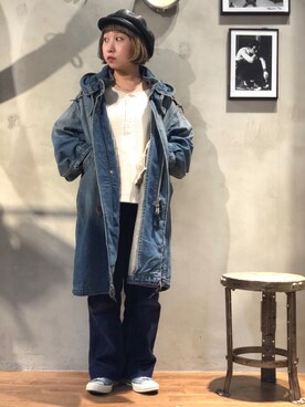 モッズコートを使った インディゴ のレディース人気ファッションコーディネート Wear