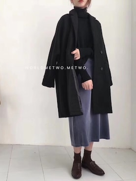 「秋冬」｜「アイテム（ダッフルコート）」を使った、嗯张嘉文さん（レディース・165cm）の秋コーディネート