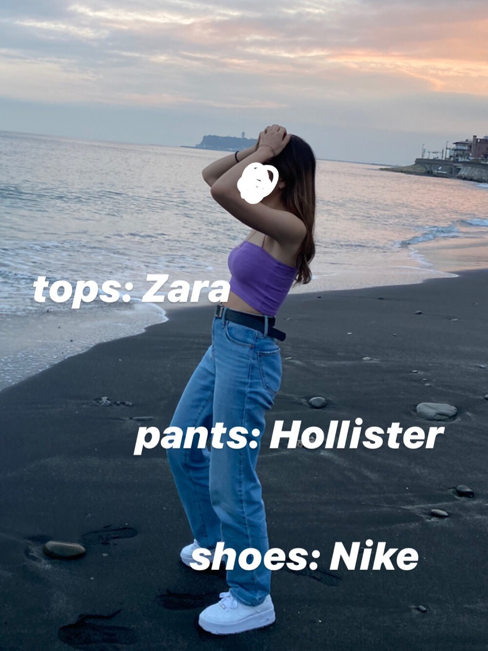 「今日のコーデ、海コーデ、夏コーデ、summer、おしゃれさんと繋がりたい、足長効果、ZARA、HOLLISTER、シンプルコーデ、アメカジ」｜「ZARAのアイテム（タンクトップ、パープル系）」を使った、mioさん（レディース・161cm）の夏コーディネートの1枚目の写真