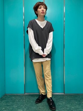 「アイテム（パンツ、イエロー系）」を使った、マツミ(相互フォロー)さん（レディース・160cm）の春コーディネート