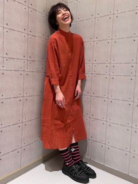 「Right-on（ライトオン）のアイテム（シャツワンピース）」を使った、マツミ(相互フォロー)さん（レディース・160cm）の夏コーディネート
