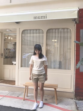 「MAJESTIC LEGON（マジェスティックレゴン）のアイテム（トップス、ベージュ系）」を使った、Minさん（レディース・162cm）の冬コーディネート