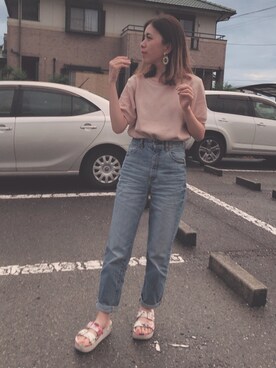 「H&M DIVIDED（エイチアンドエム　ディヴァイデッド）のアイテム（シューズ）」を使った、ゆいゆずさん（レディース・158cm）の夏コーディネート