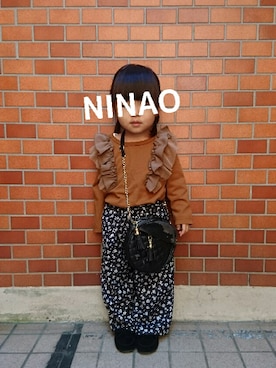 「ふりふりトップス」｜ＮＩＮＡ☆ＳＹＵＲＩさん（キッズ・80cm）の秋コーディネート
