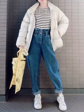 「お買い物」｜「アイテム（ジャケット/アウター）」を使った、nanaさん（レディース・154cm）の春コーディネート